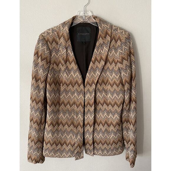 Classiques Entier Women’s Size Large Textured Lined Blazer Zig Zag Print Career - Picture 2 of 6
